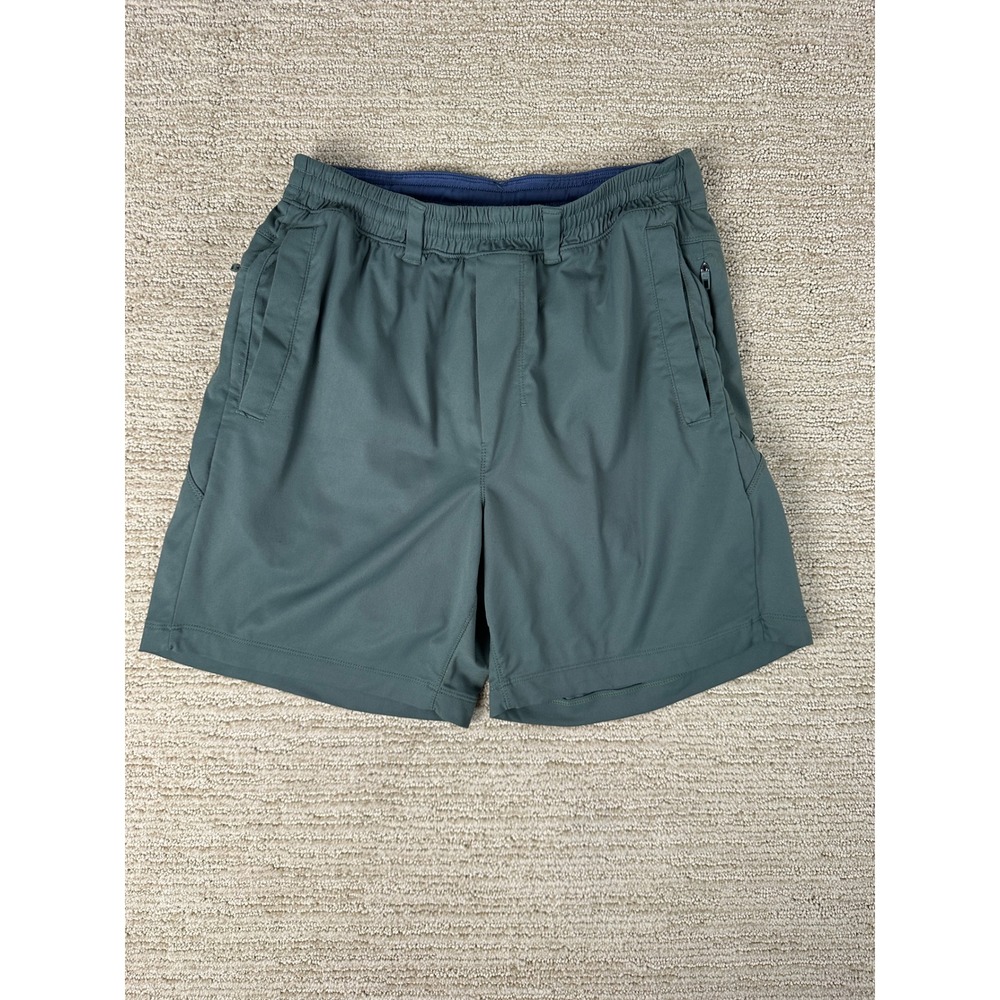Birddogs Mens Gym Shorts Lined Sage Green Size Medium Zipper Pocket Stretch